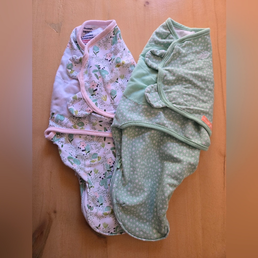 SwaddleMe Green Floral & Mint Dot Newborn Swaddle Set (2-Pack)